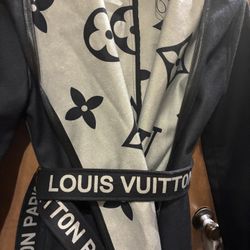 Louis Vuitton Black Hooded Wrap Coat