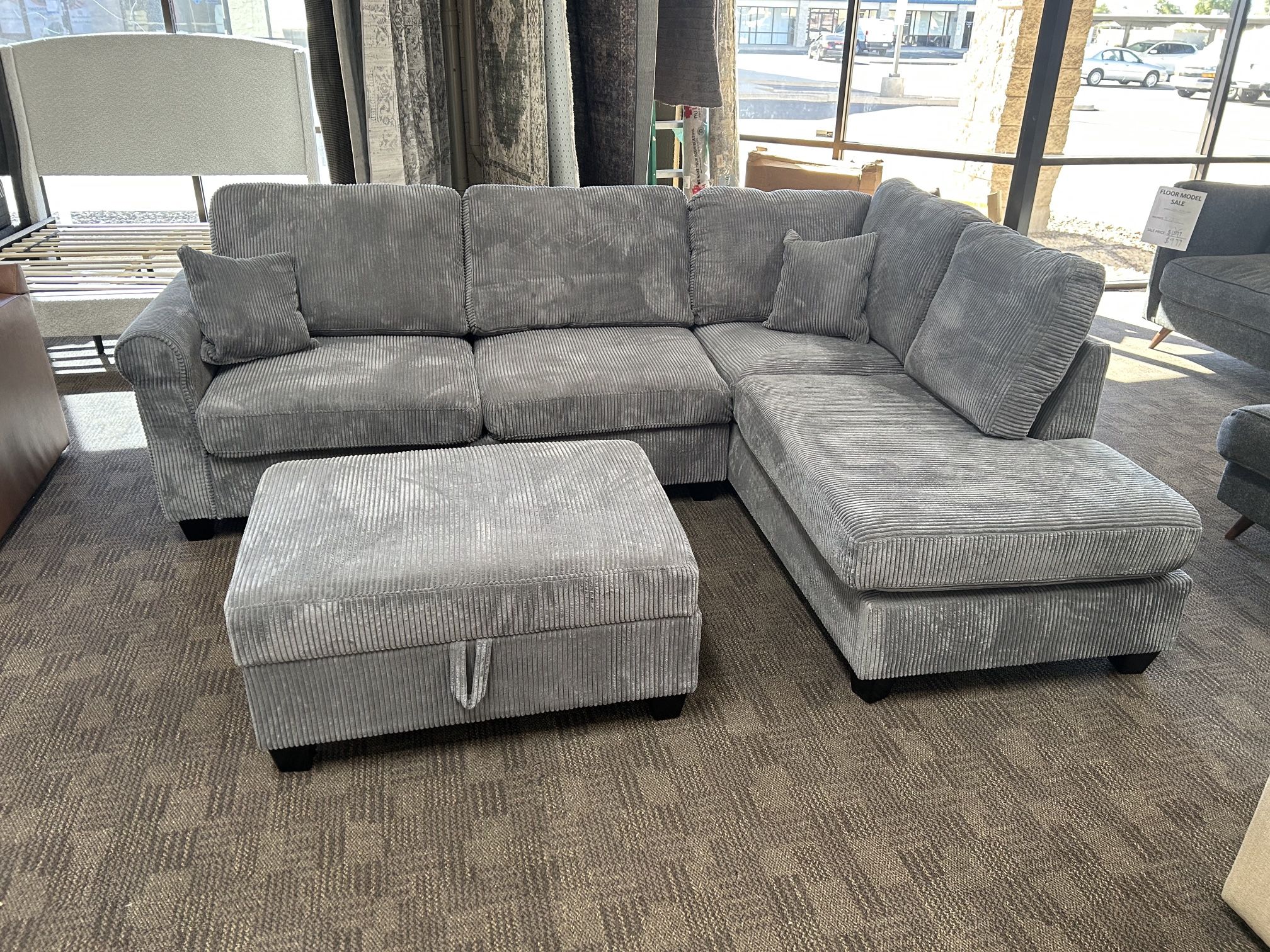 Grey Storage Ottoman New Sectional