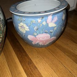 Asian Plant Fish Bowls Vintage