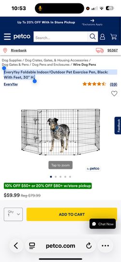 EveryYay Foldable Indoor/Outdoor Pet Exercise Pen, Black: With Feet, 30" H,