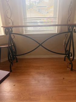 Solid Wood & Wrought Iron Console / Sofa Table