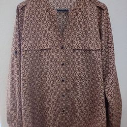 Calvin Klein Women's Long Sleeve Allover Logo Blouse (Size L-XL)New Without Tags $15 Pick up Mckinne