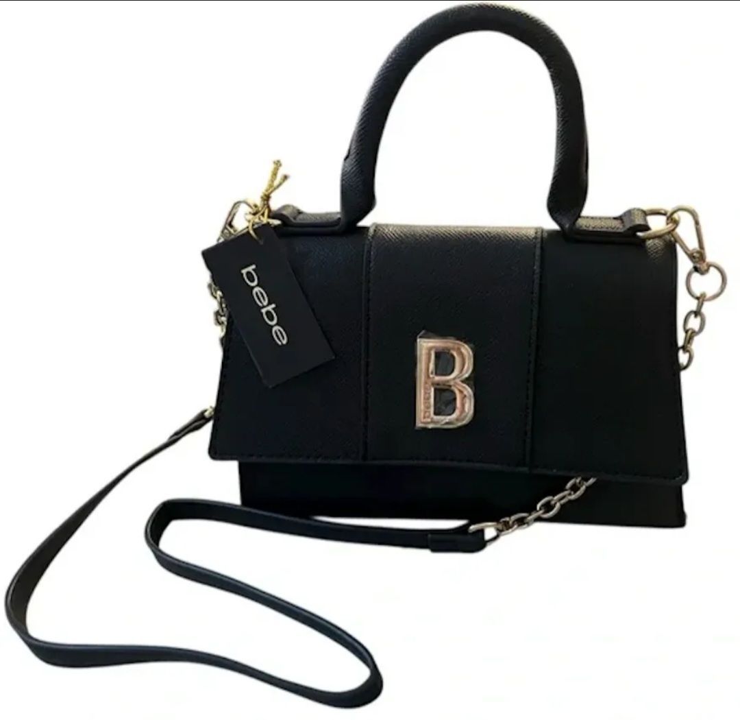 New Black bebe Amabella Satchel Crossbody Handbag