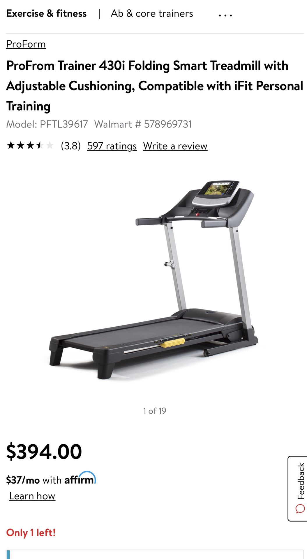 Brand new open box proform treadmill