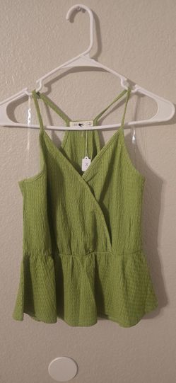 Green Textured Wrap Peplum Tank Top size M