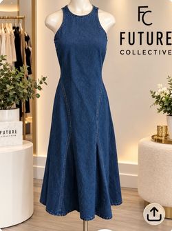 Midi Dress size 2 used Blue denim midi dress with a flattering fit #midi #denim