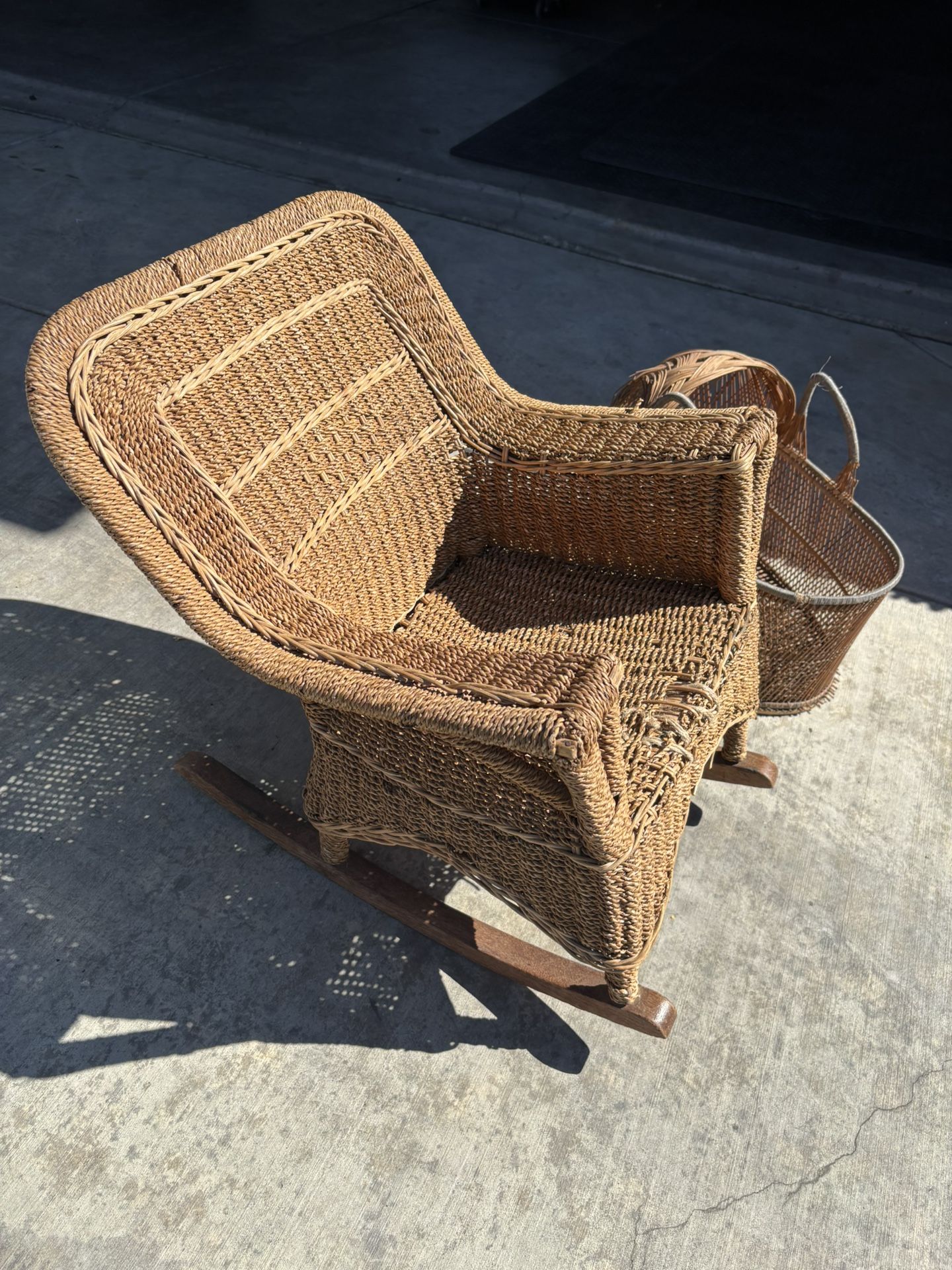 Small Antique Rocker And Bassinet