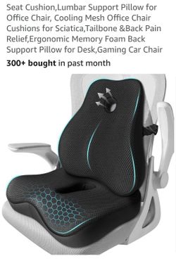 NEW 2 PIECE MEMORY FOAM SEAT CUSHION W/LUMBAR SUPPORT