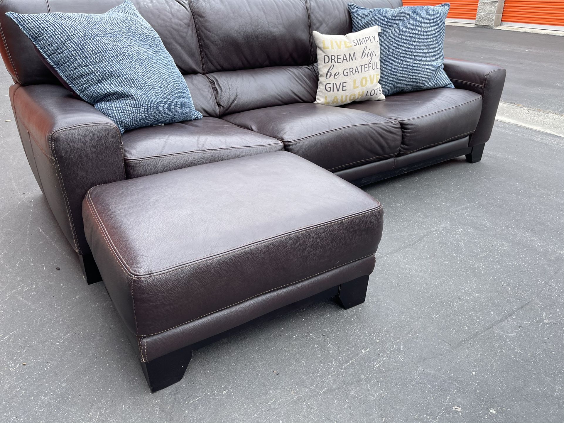 Macy’s Dark Brown Authentic Leather Sectional Couch Or Ottoman