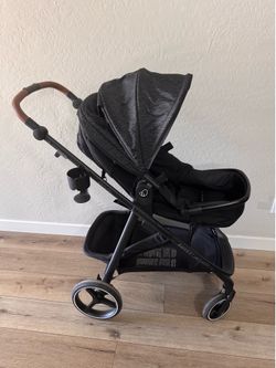 Evenflo Shyft Intuiti Travel System Featuring Revolve 180 LiteMax NXT - Black Shale: Pram Mode, Folds for Easy Transport, 55 Lb Stroller