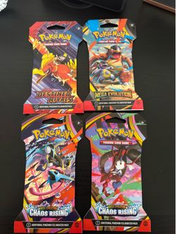 4 Pack Sets Of Pokémon: Chaos Rising & Destined Rivals, Mega Evolution
