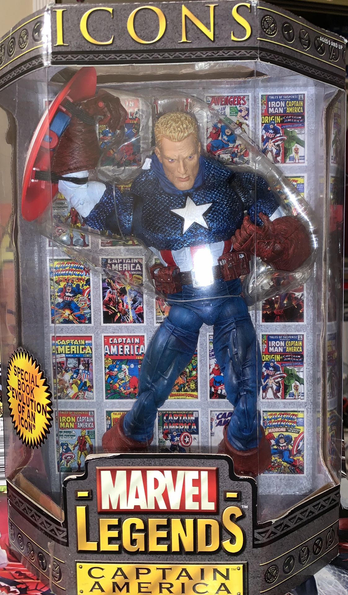 New Sealed ToyBiz Marvel Legends Icons 12" Captain America Unmasked Variant 2006 Toy biz