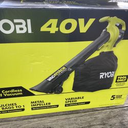 Like New 40v Ryobi Leaf Vac Tool Only No Battery No Charger 