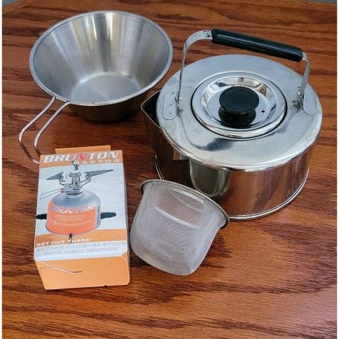 Camping Backpacking Cooking Supplies - Butane Stove, Kettle & Bowl - New