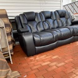 Leather Recliner Sofa With Lights 