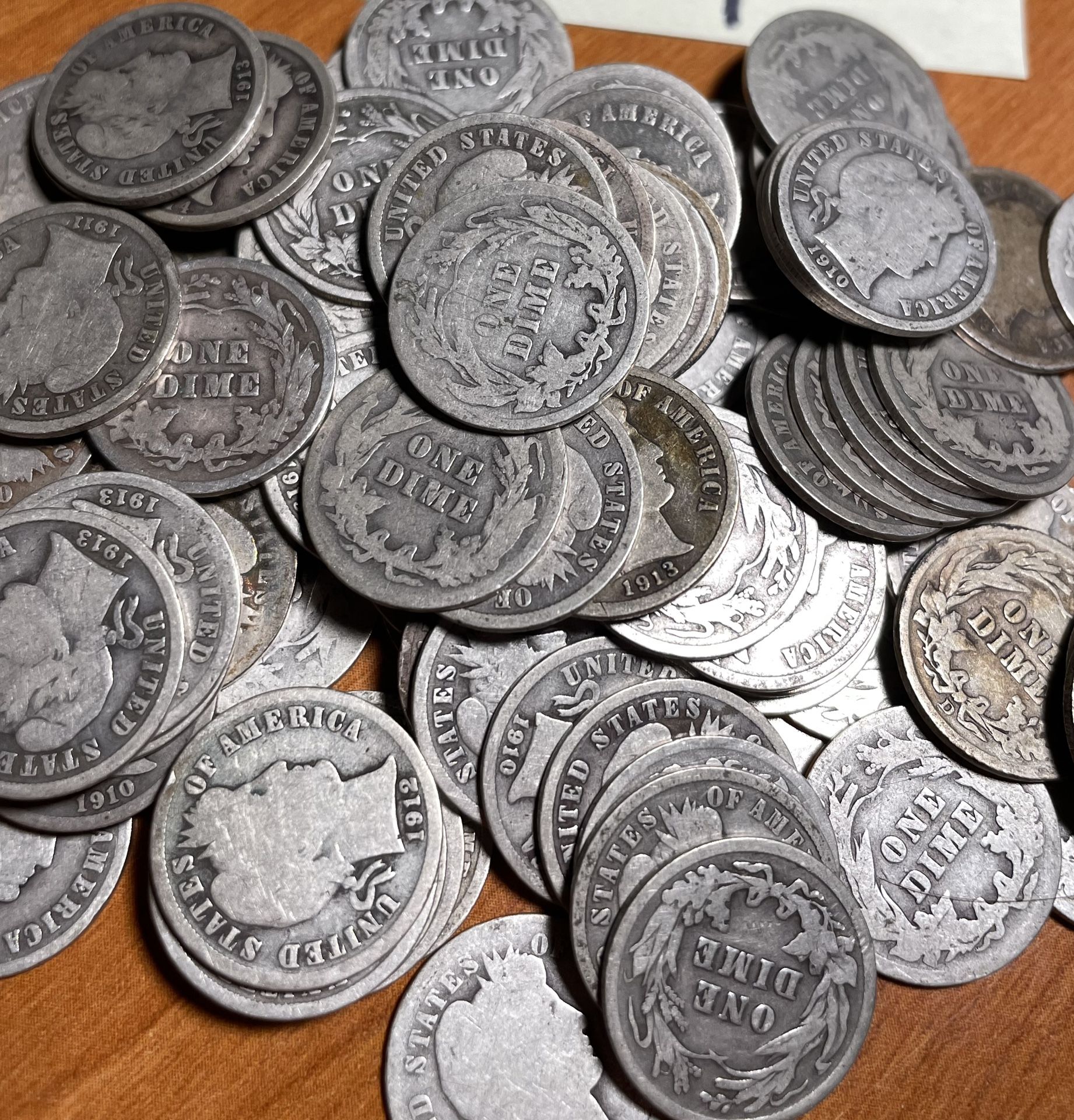 50 Silver Barber Dimes
