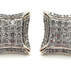 10kt Gold Diamond Earrings Large 2 Tier Kite Cluster Diamonds 3.50grams 150860 11