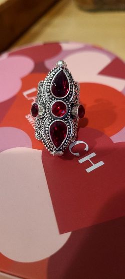 Sterling Silver Garnet Poison Ring