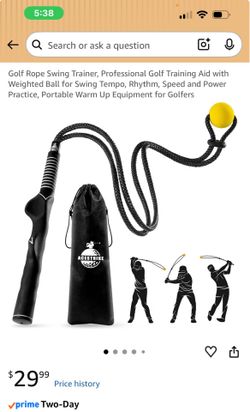Golf Rope Swing Trainer, Professional Golf Training Aid with Weighted Ball for Swing Tempo