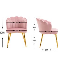 ZOBIDO Modern Velvet Chairs Comfy Upholstered Vanity Chairs for Bedroom Armchair Dining Chairs with Golden Metal Legs Petal Shape Back Vanity Desk Cha