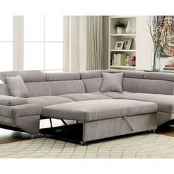 Brand New Light Grey Sectional Sofa Storage Sleeper