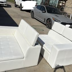 White leather sofas