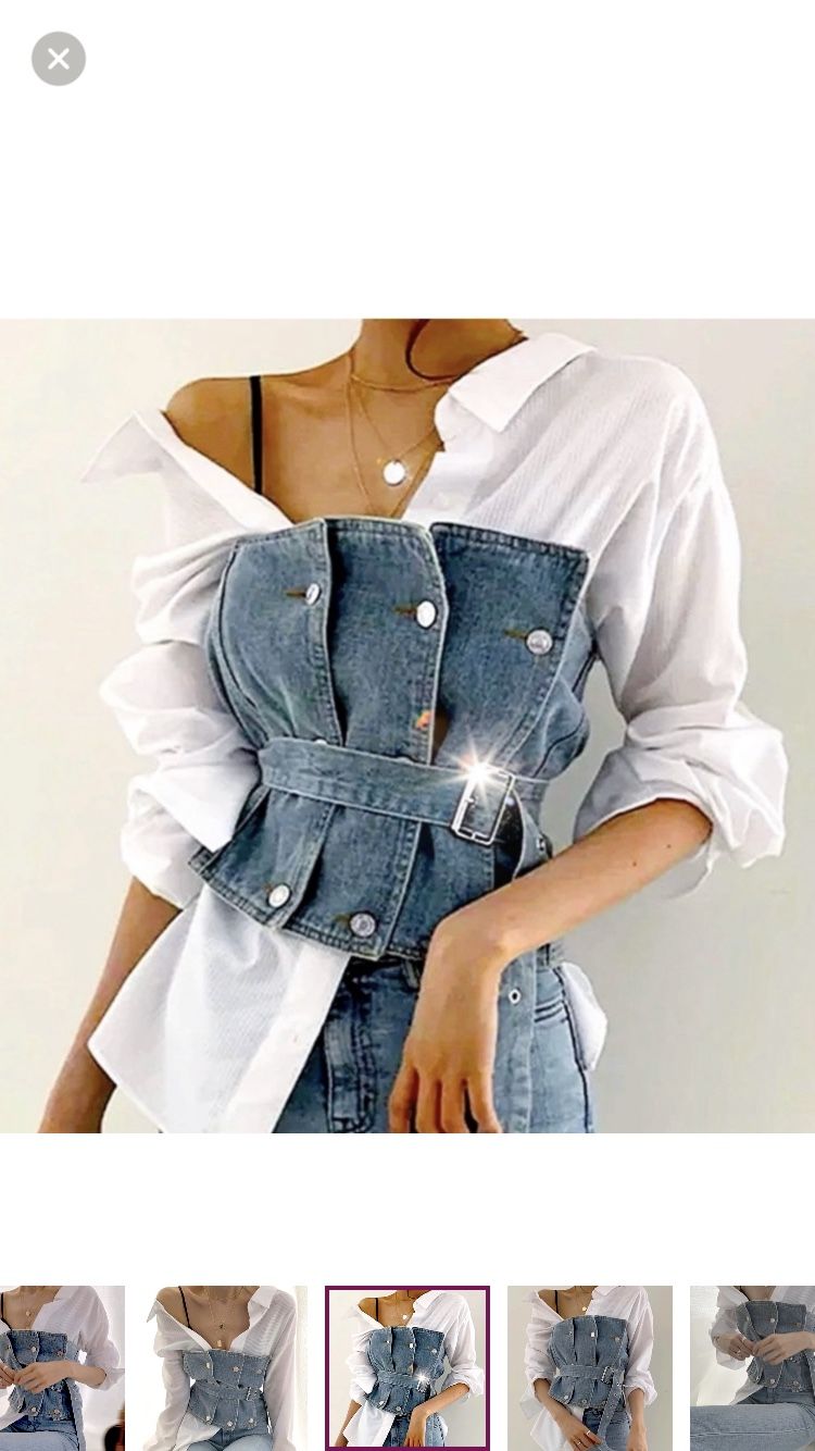 NWT, Lavishly Paris Import Luxury Double Breasted Patched Denim Corset.