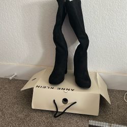 Anne Klein Knew High Boots , BLK, 8M