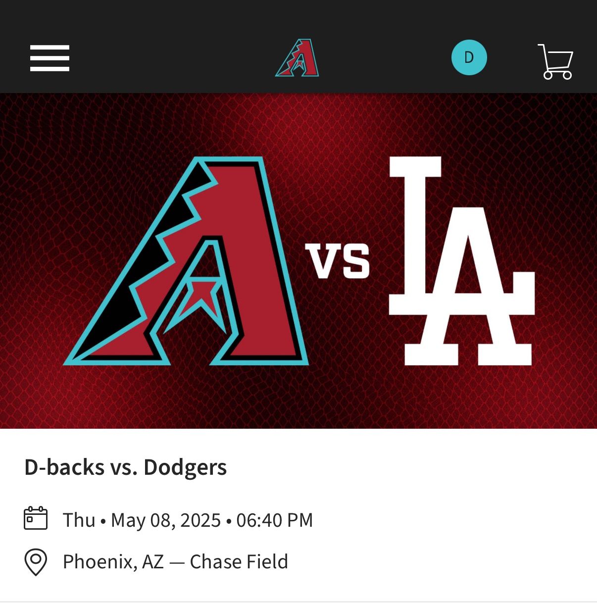 x2 Dbacks Vs Dodgers Thursday May 8th