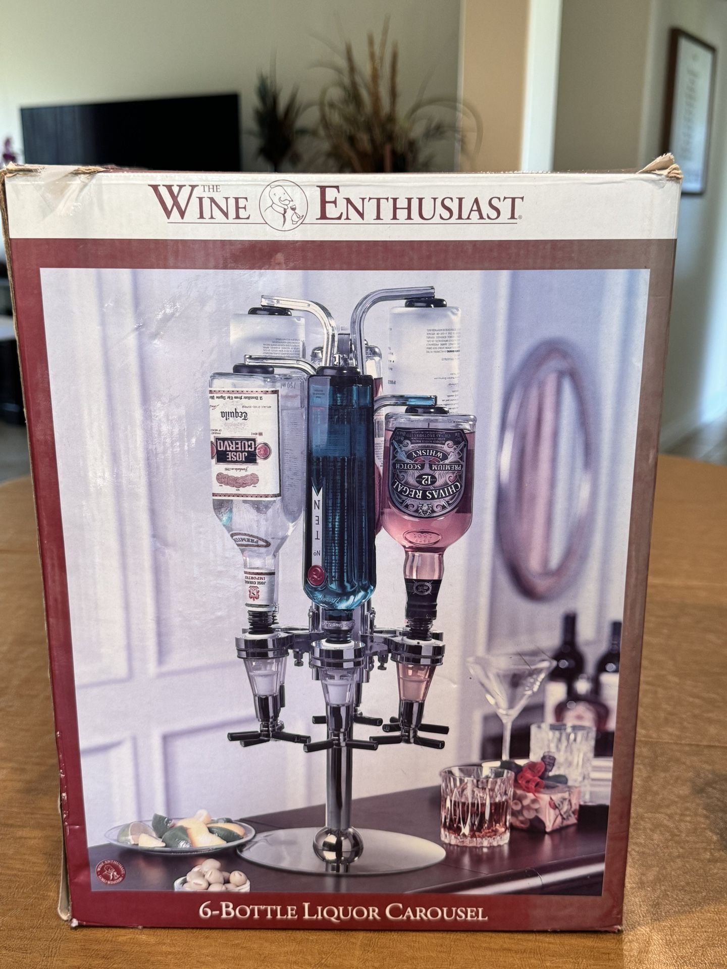 NEW 6-Bottle LIQUOR CAROUSEL Rotates & Dispenses 1-1/2 oz SHOTS