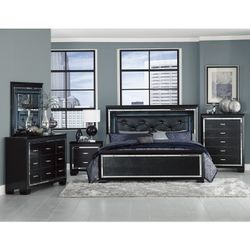 Queen Bed w/ LED Lights – Modern Luxury $899(King Mattress & Furniture)