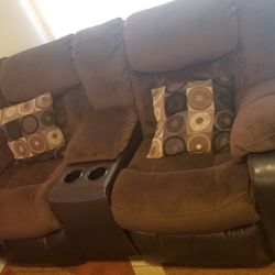 Brown Recliner Couch Set 