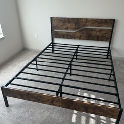 Full Bed Frame With Wooden Headboard