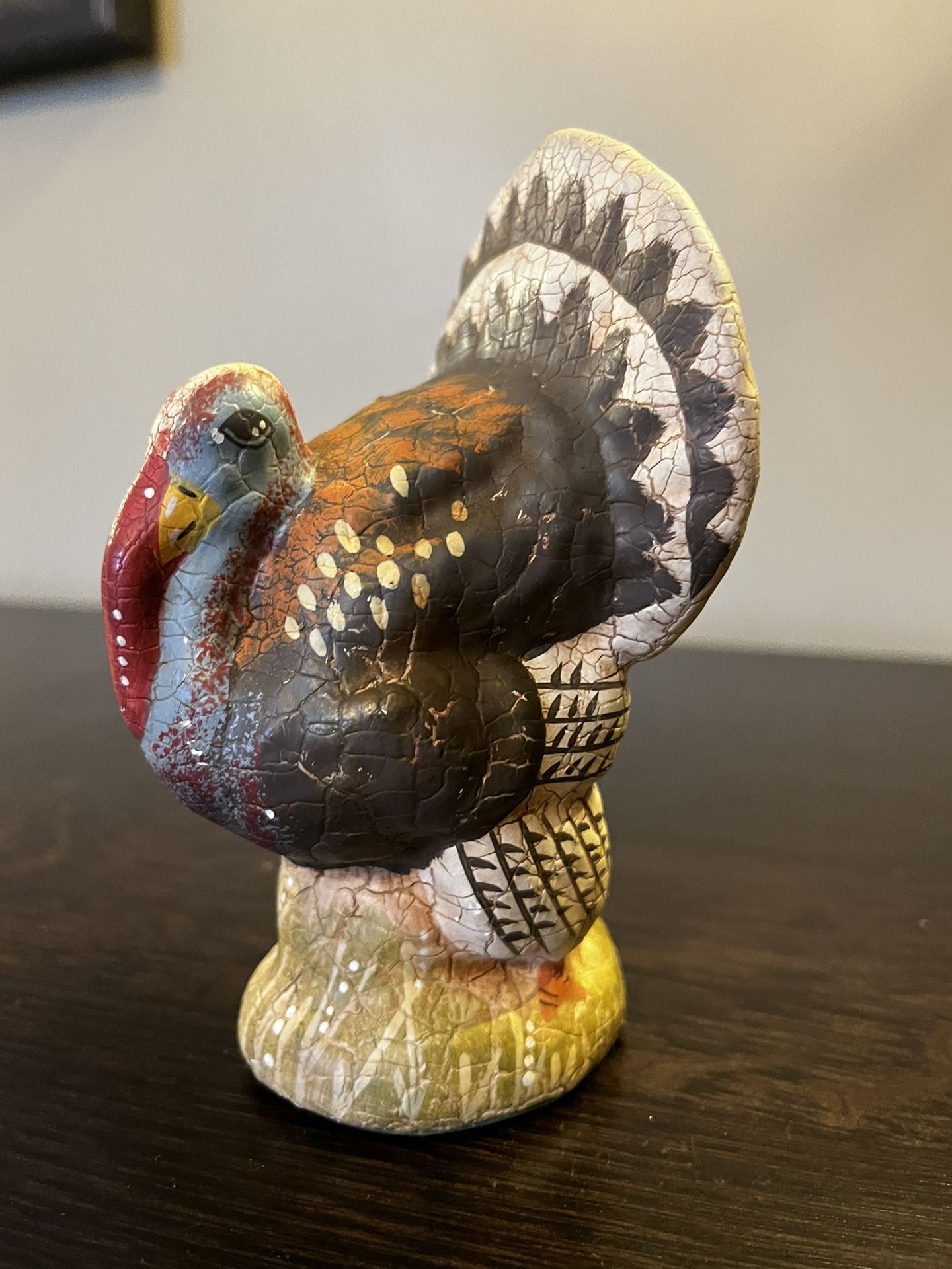 Vintage Ceramic Thanksgiving Turkey Hand-Painted Figurine