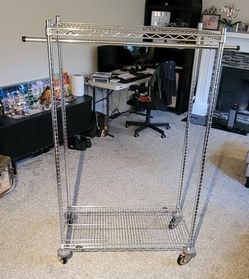 Silver Rolling Clothing Rack