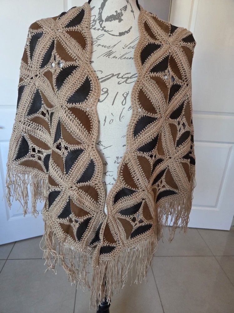 Handcrafted Leather Shawls, Assorted Colors. Made In ECUADOR