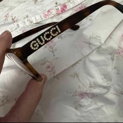 Pre-owned G U C C I Dark Havana eyeglasses embellished with crystals made in Italy (No Case) 52•18•140 Comes with original clear lenses