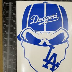 LA Dodgers Skull #1 Vinyl Decal - Pick-A-Color