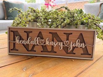 Custom Wooden Mom Nana Name Sign | Personalized Mother’s Day Gift | Family Name Wall Decor