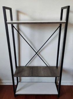 48 inches tall Industrial 3-Tier Bookshelf - Black Metal Frame - Wood Shelves -