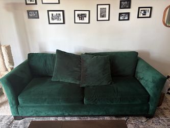 Green velvet couch