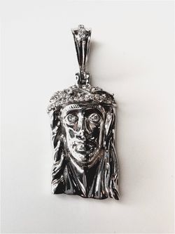 925 Sterling Silver & Moissanite Jesus Piece Pendant