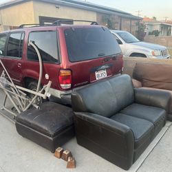 FREE Leather Loveseat, Electric Reclining Chair, Ottoman, And Bench Swing Frame