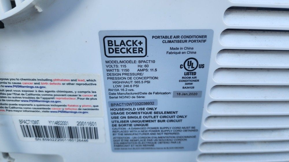 Black And Decker Portable AC unit