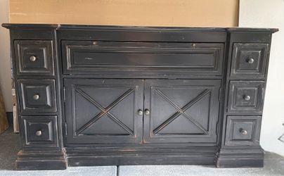 Rustic, black sideboard buffet cabinet