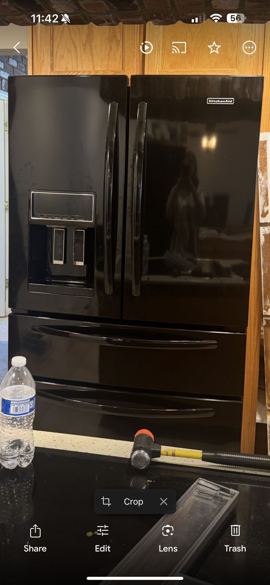 Double door Kitchenaide Black Refrigerator/Freezer