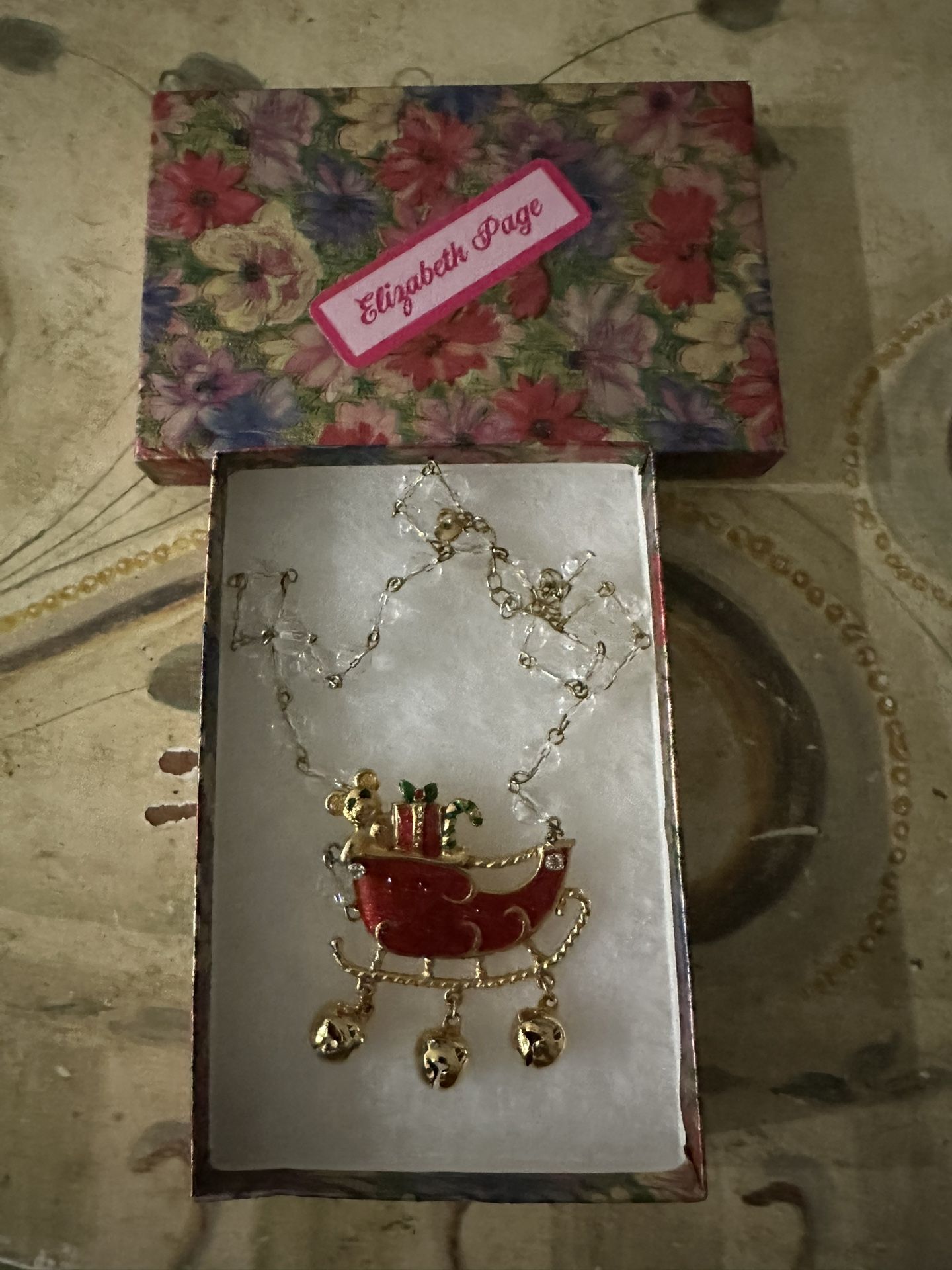 Elizabeth Page Christmas Sleigh Necklace with Bells