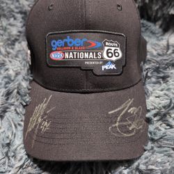 Tony Stewart & Matt Hagan Signed Gerber NHRA Nationals Rt 66 PEAK baseball cap
