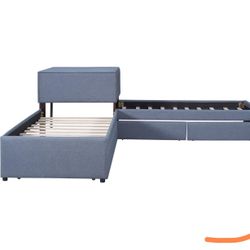 L-shaped Twin Bed