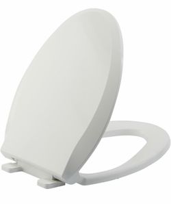 JINGZE Elongated Toilet Seat Slow Close, Quiet Toilet Seat Cover with Never Loosen Durable Toilet Seat Lid Easy to Install & Clean, Polypropylene (PP)